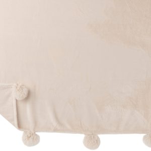 J-Line plaid Pompom – polyester – lichtbeige – 170 x 130 cm J-Line plaid Pompom – polyester – lichtbeige – 170 x 130 cm