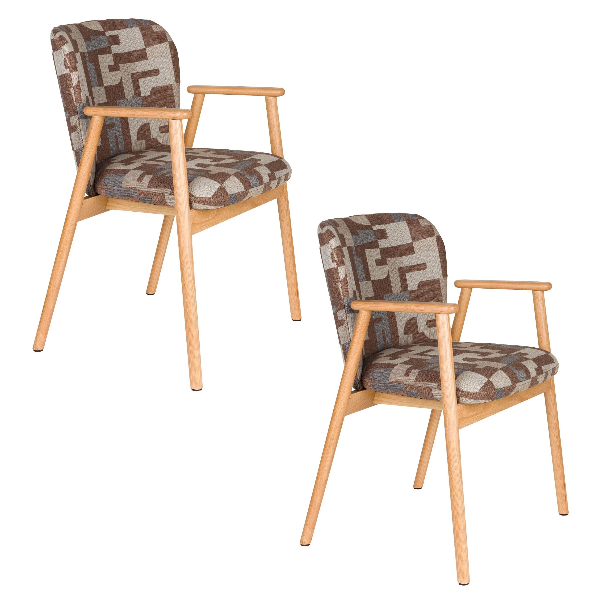 Housecraft Living Kenna Eetkamerstoelen met armleuning bruin - Set van
