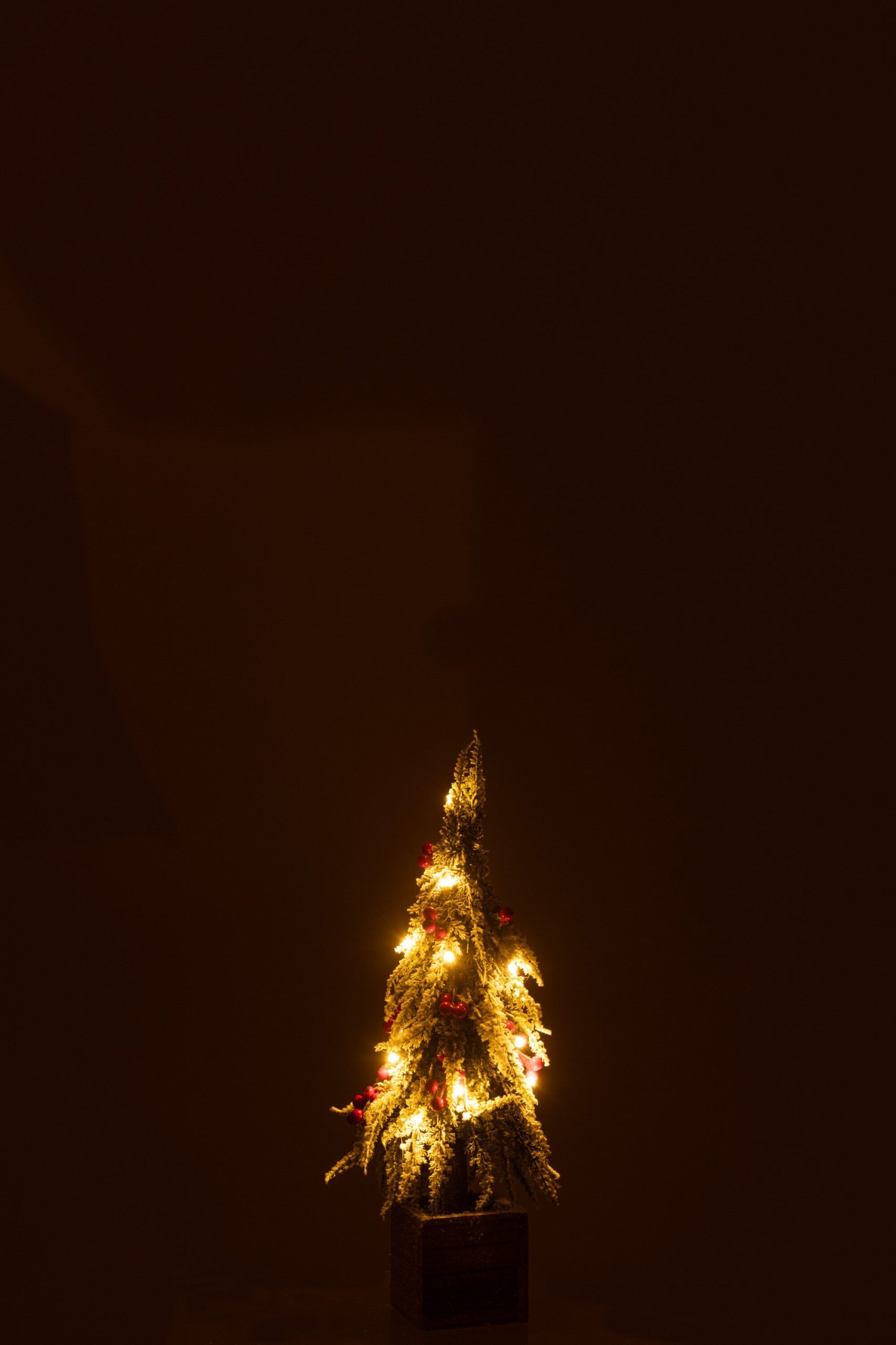 J-Line decoratie kerstboom Sneeuw - kunststof - groen/rood - small - L
