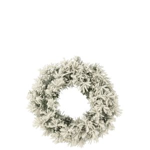 J-Line decoratie Kerstkrans Besneeuwd – kunststof – groen – small – LE