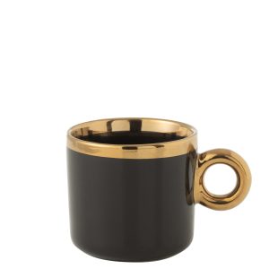 J-Line koffietas – keramiek – zwart/goud J-Line koffietas – keramiek – zwart/goud