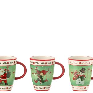 J-Line mok kerstmis Dolomite – keramiek – mix – 3 stuks