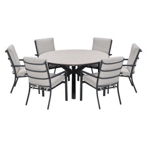 Garden Impressions Tuinset Senja 7-delig sandstone – Tulli tuintafel Ø