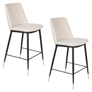 Housecraft Living Lionel Barkrukken rugleuning 65 cm Beige – Set van 2