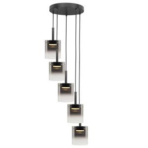 Highlight hanglamp Salerno – 5 lichts – 45 x 180 cm – zwart