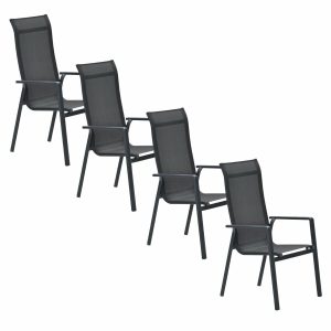 Garden Impressions Tuinstoel Siena stapelbaar donker grijs – 4 stuks