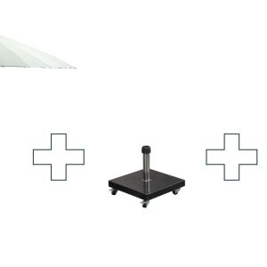 Set ronde Manilla parasol – met voet en hoes – 250 cm – Olijfgroen