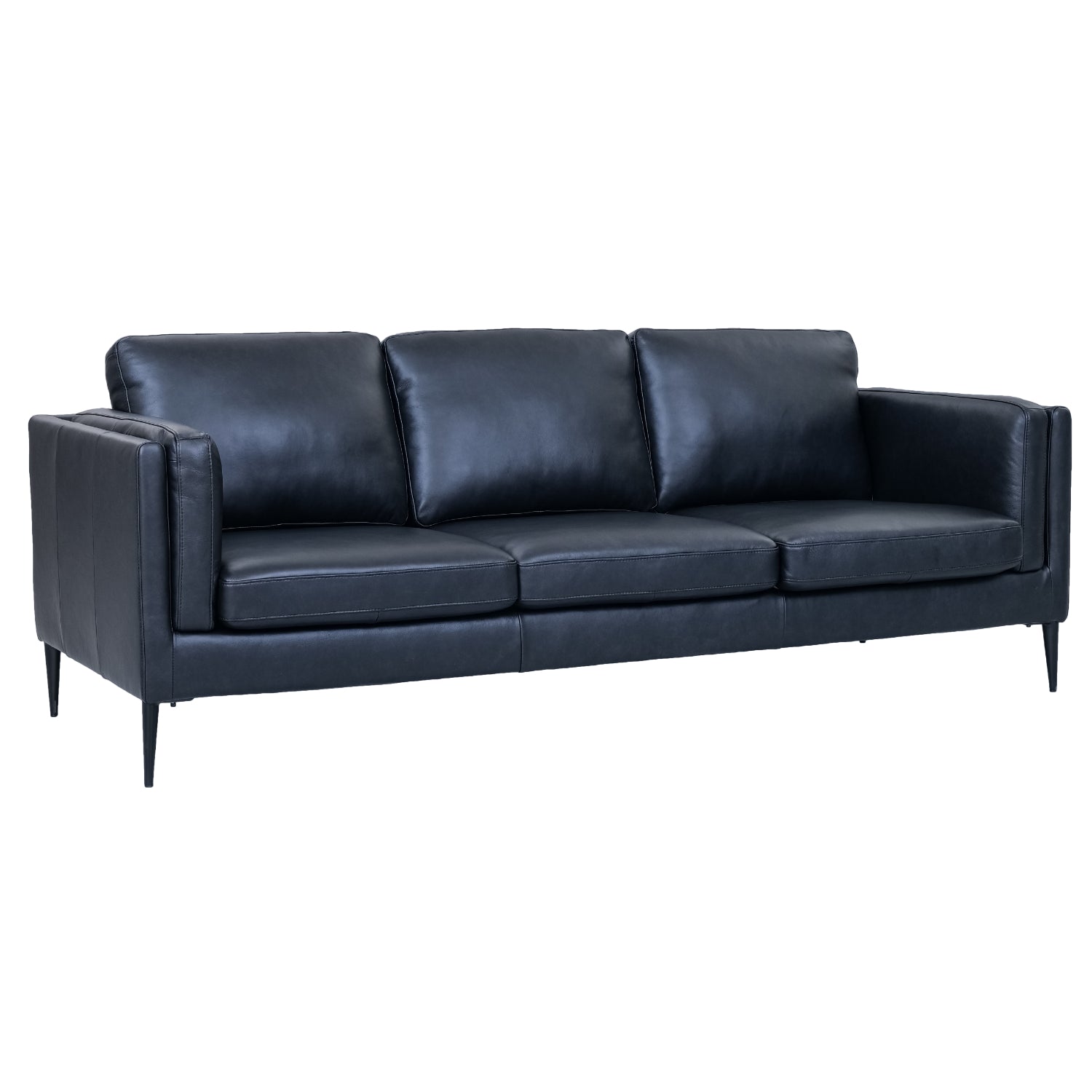 Furnhouse 3-zitsbank Valencia - Zwart - Leer - 88x220x83