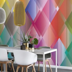 ESTAhome fotobehang verlopende grafische ruiten meerkleurig 300 x 279