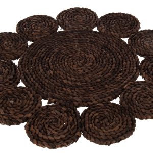 J-Line placemat Rond Bloem – jute – donkerbruin