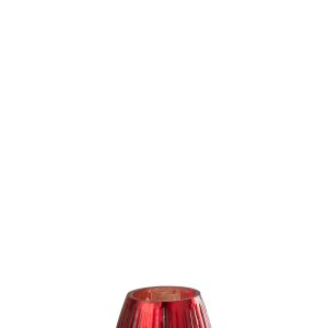 J-Line theelichthouder Geribbeld – glas – rood – 4 stuks