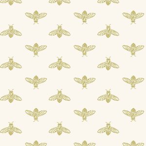 Joules Vliesbehang – Block Print Bee Antique – Goud – 10mx52cm