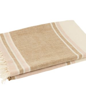 J-Line plaid Gestreept + Franjes – lichtroze/wit/beige – 180 x 130 cm J-Line plaid Gestreept + Franjes – lichtroze/wit/beige – 180 x 130 cm