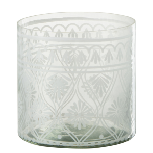 J-Line windlicht Patroon – glas – transparant/wit – small – 4 stuks J-Line windlicht Patroon – glas – transparant/wit – small – 4 stuks