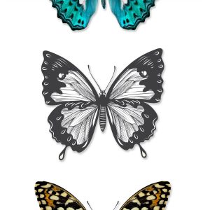ESTAhome XXL behang vlinders turquoise, zwart en wit – 50 x 900 cm – 1