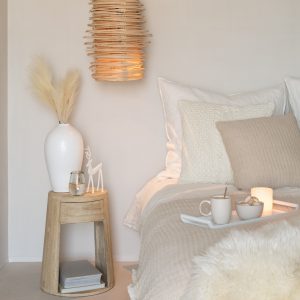 J-Line decoratie tak Tarwe – kunststof – creme/wit