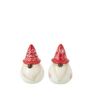 J-Line peper en zoutmolen set Kerstman Dolomiet – kermaiek – wit/kerst