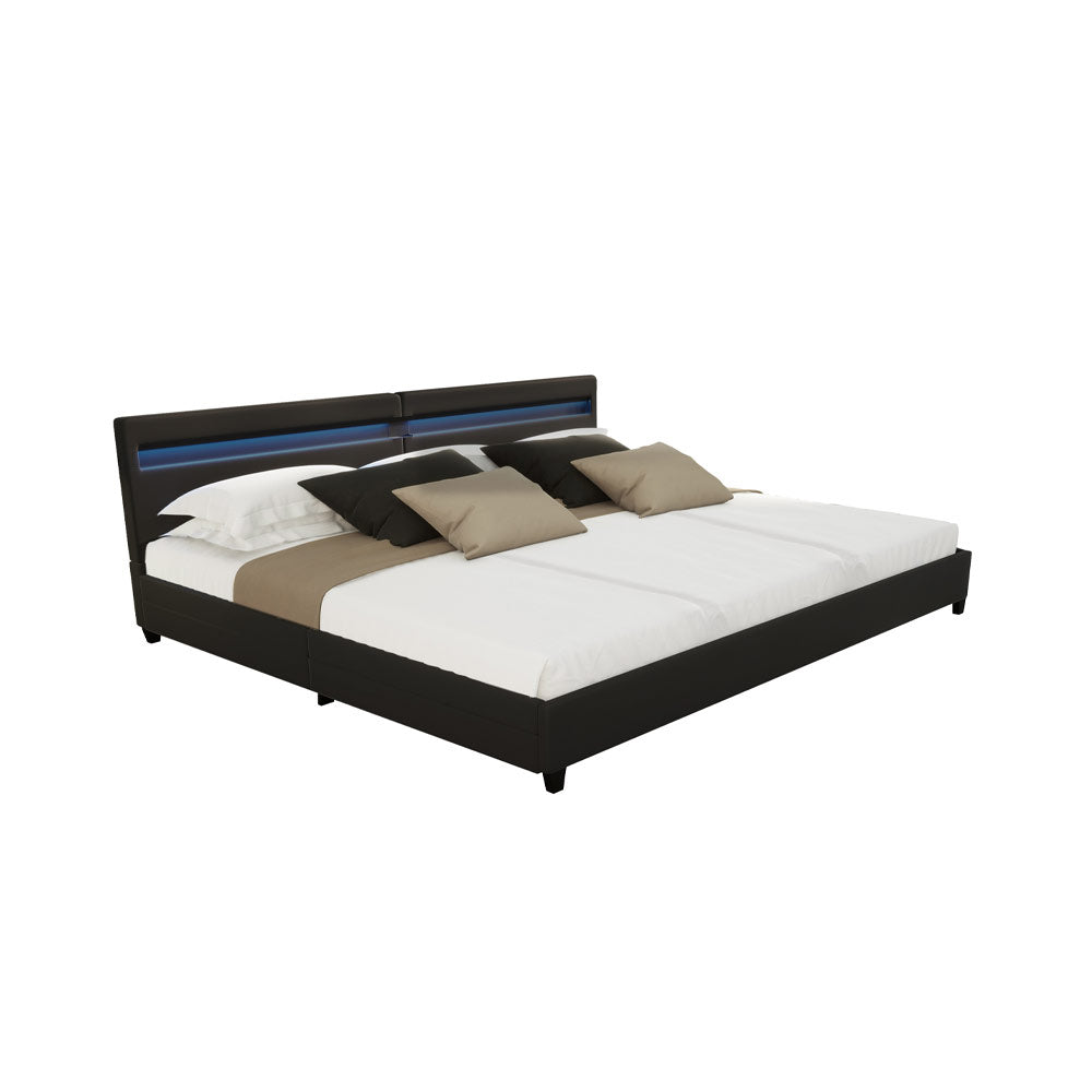 HOME DELUXE - LED-bed NUBE - zwart, 270 x 200 cm - incl. lattenbodem e