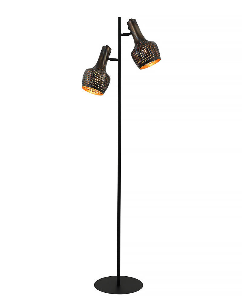 Freelight vloerlamp Fueco - 2 lichts - 25 x 160 cm - zwart bruin