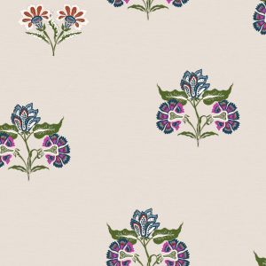 Joules Vliesbehang – Indienne Block Print Dawn – Grijs – 10mx52cm