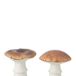 J-Line decoratie Paddenstoel – porselein – wit/bruin – large – 2 stuks J-Line decoratie Paddenstoel – porselein – wit/bruin – large – 2 stuks