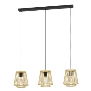 EGLO hanglamp Hykeham – e27 – 91 cm – zwart/hout EGLO hanglamp Hykeham – e27 – 91 cm – zwart/hout