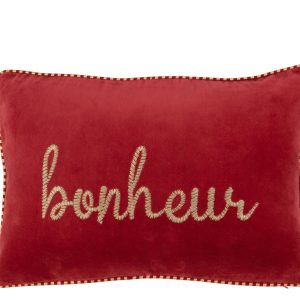 J-Line kussen Bonheur – textiel – rood/goud