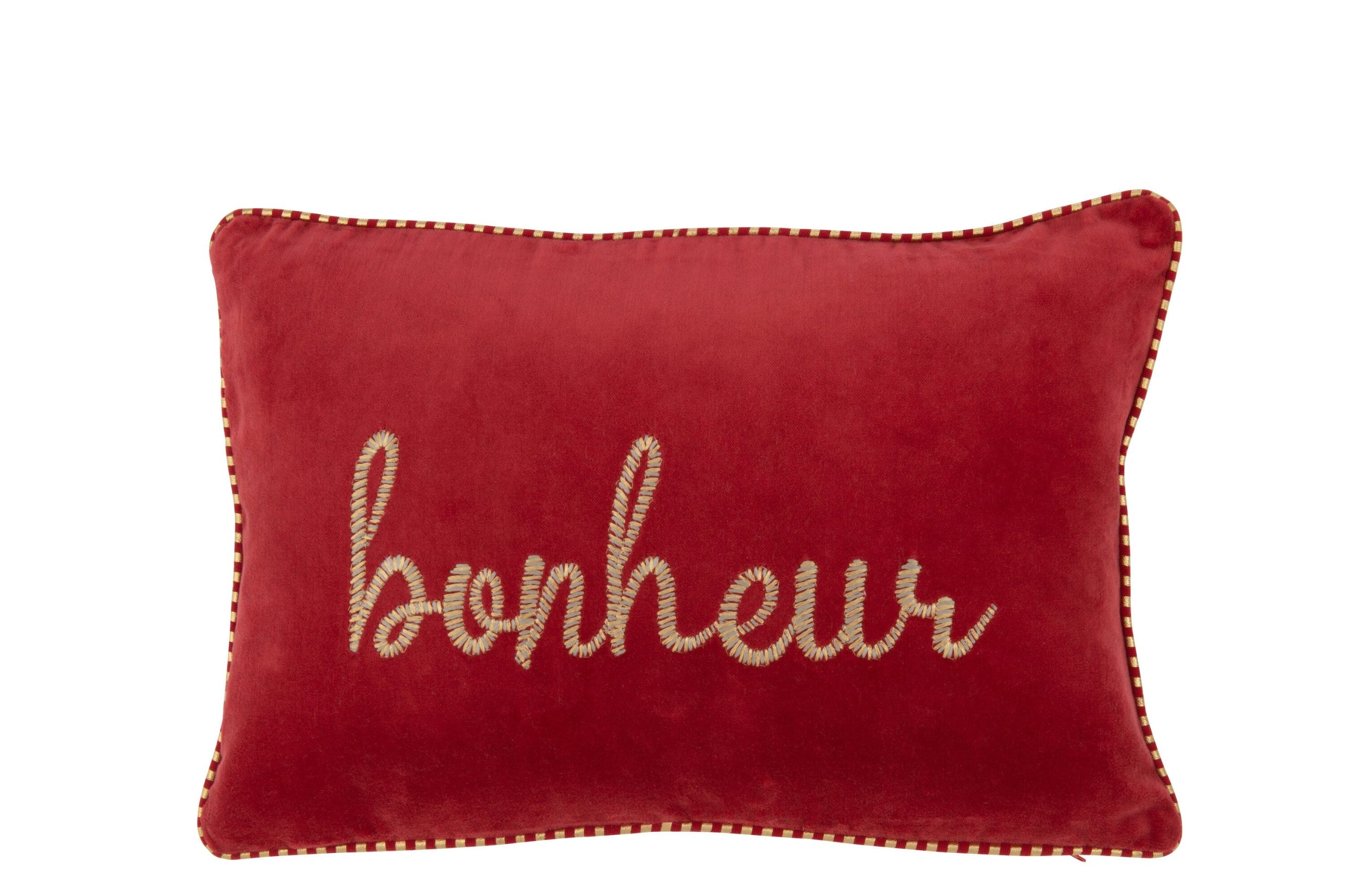 J-Line kussen Bonheur - textiel - rood/goud