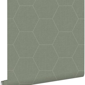 ESTAhome behang hexagon vergrijsd olijfgroen – 53 cm x 10.05 m – 14875 ESTAhome behang hexagon vergrijsd olijfgroen – 53 cm x 10.05 m – 14875