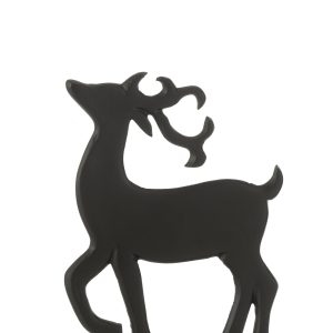 J-Line figuur Rendier Op Voet – aluminium/hout – zwart – large J-Line figuur Rendier Op Voet – aluminium/hout – zwart – large