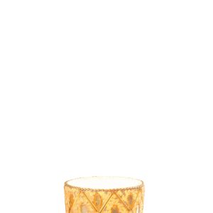 J-Line theelichthouder – glas/kralen – wit/goud – small