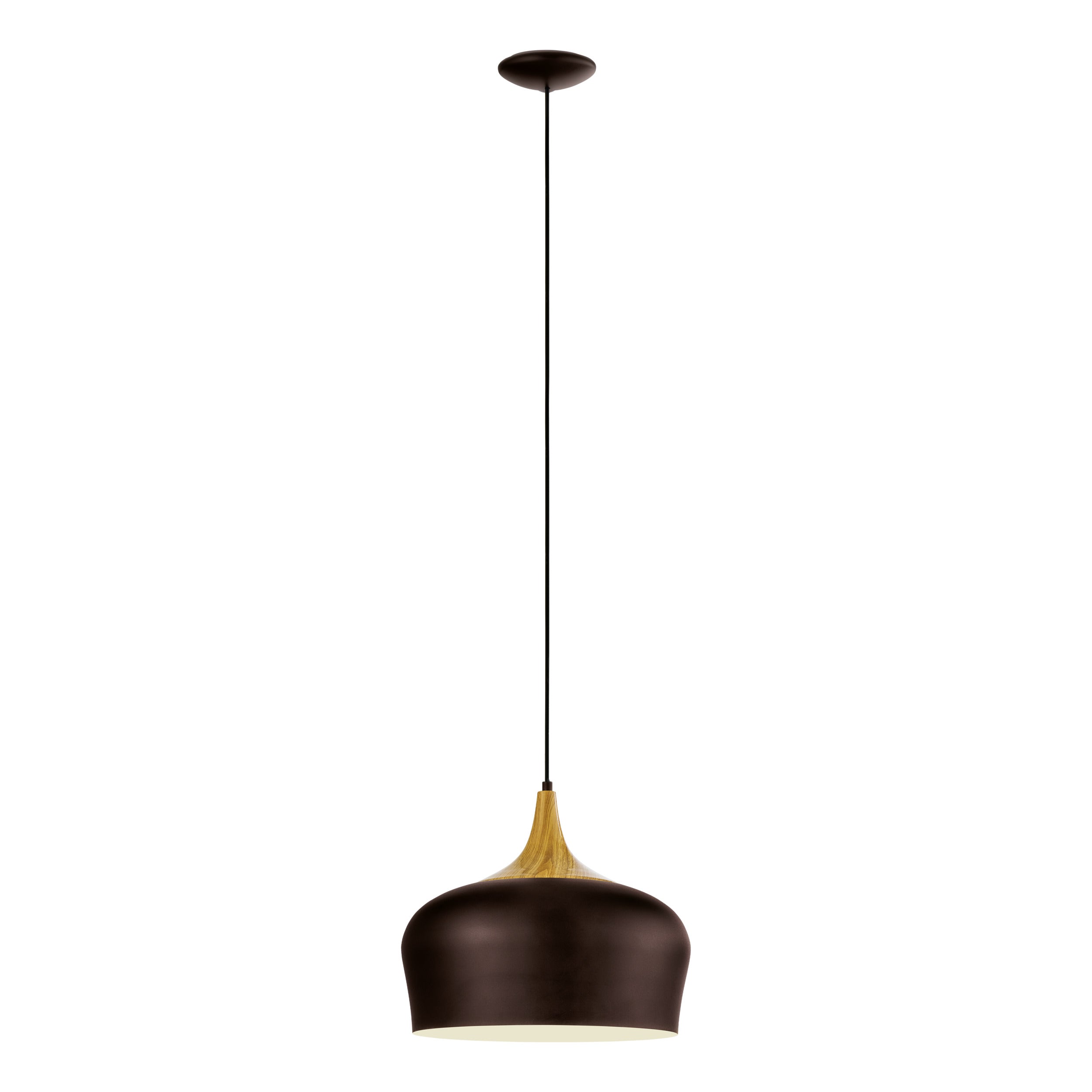EGLO hanglamp Obregon - 1 lichts - ø350mm. - bruin, creme, eik