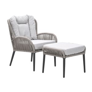 Garden Impressions loungestoel Bentong taupe incl voetenbank