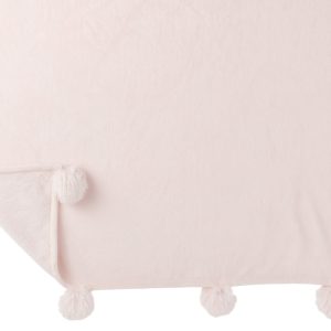 J-Line plaid Pompom – polyester – lichtroze – 170 x 130 cm J-Line plaid Pompom – polyester – lichtroze – 170 x 130 cm