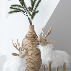 J-Line decoratie tak Den Glitter – kunststof – groen – large – 3 stuks
