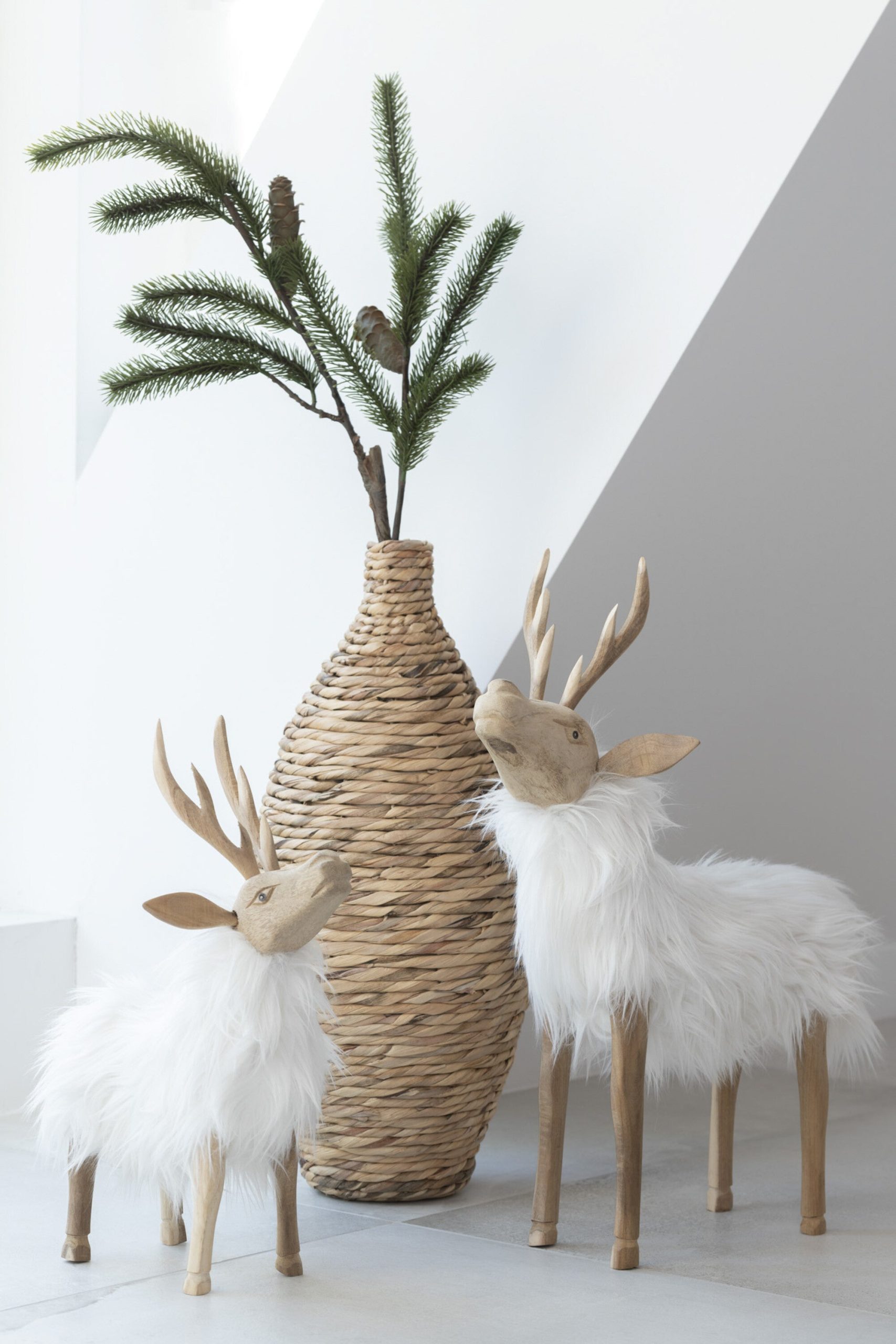 J-Line decoratie tak Den Glitter - kunststof - groen - large - 3 stuks