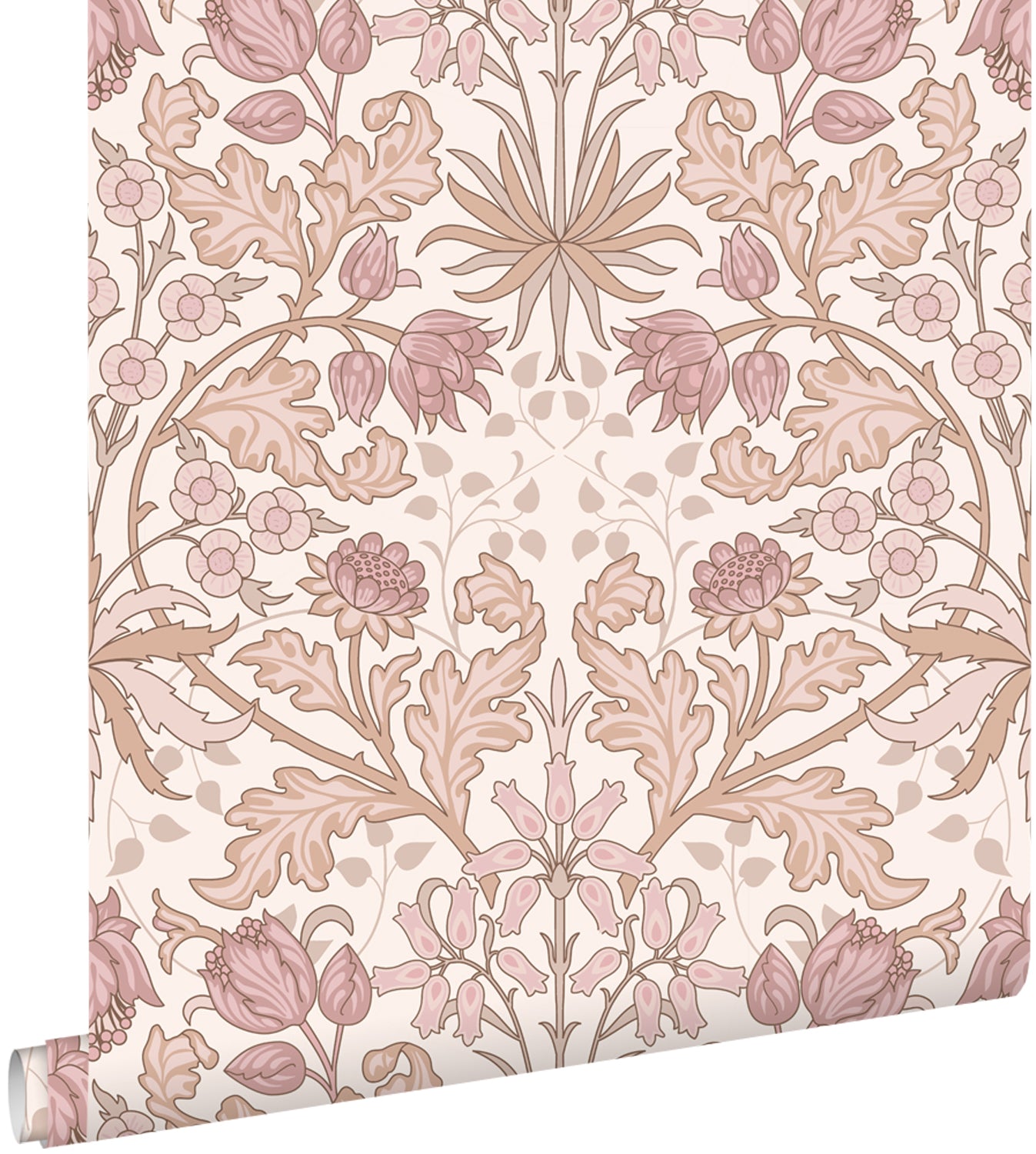 ESTAhome behang vintage bloemen in art nouveau stijl oudroze en beige