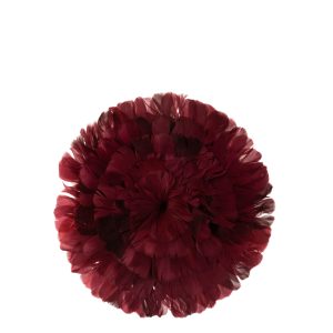J-Line decoratie Bal – veren – bordeaux