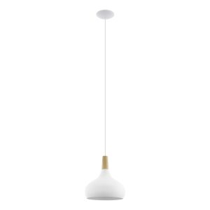 EGLO hanglamp Sabinar – e27 – ø 28 cm – wit/bruin EGLO hanglamp Sabinar – e27 – ø 28 cm – wit/bruin