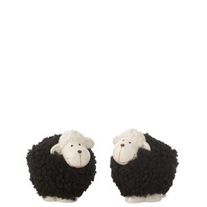 J-Line figuur Schaap – porselein – wit/zwart – small – 2 stuks J-Line figuur Schaap – porselein – wit/zwart – small – 2 stuks