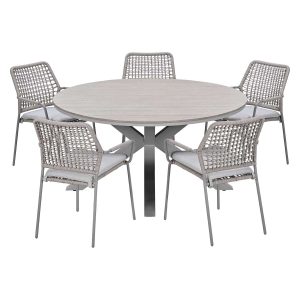 Garden Impressions Tuinset Natas 6-delig taupe – Tulli tuintafel Ø148x