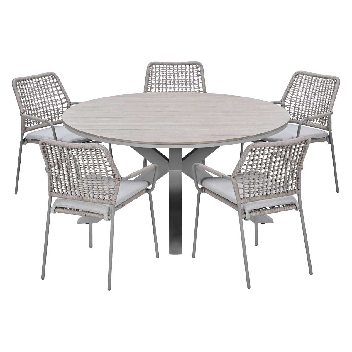 Garden Impressions Tuinset Natas 6-delig taupe - Tulli tuintafel Ø148x