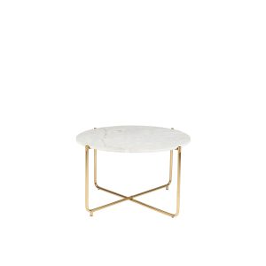 Housecraft Living Timpa Salontafel Rond 70 cm Marmer Wit/ Goud