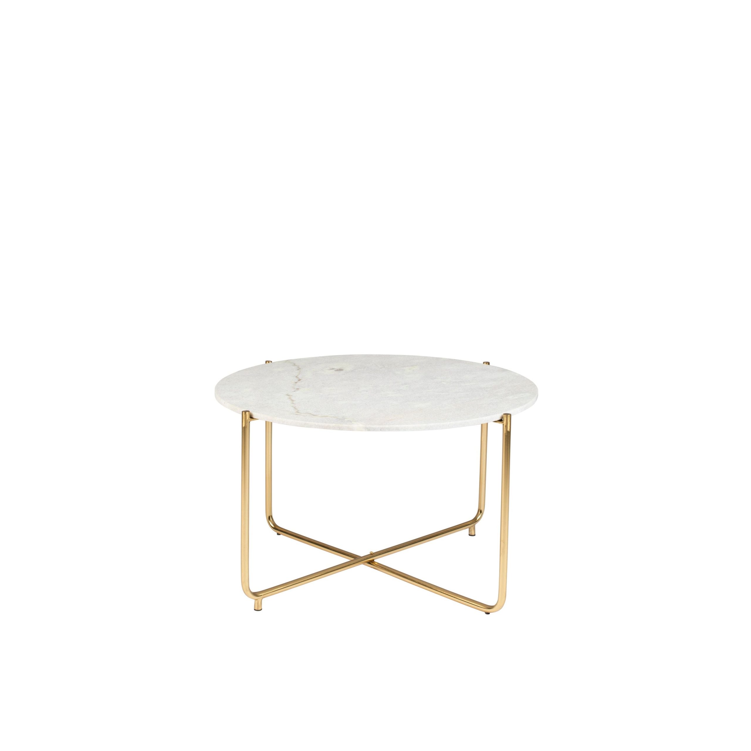 Housecraft Living Timpa Salontafel Rond 70 cm Marmer Wit/ Goud