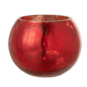 J-Line windlicht Bol Parel Effect – kaarshouder – glas – rood – medium J-Line windlicht Bol Parel Effect – kaarshouder – glas – rood – medium