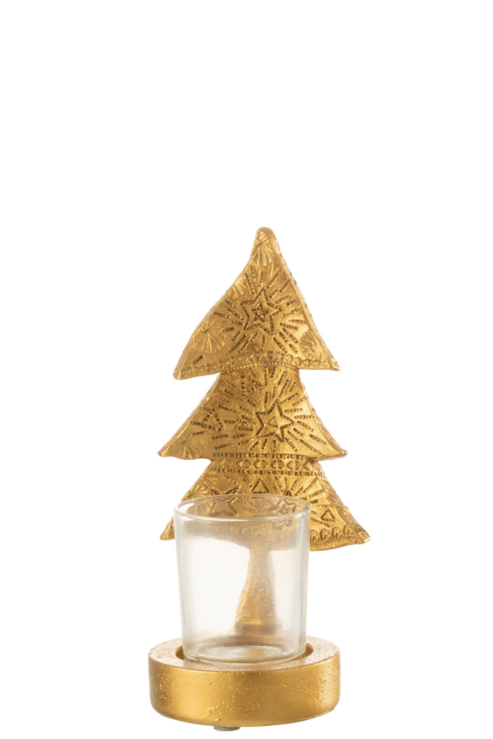 J-Line kaarshouder Kerstboom - kunststof - goud - small