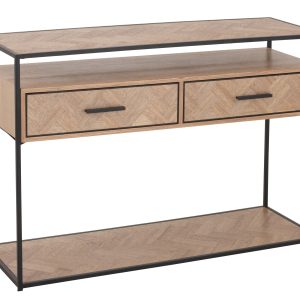 J-Line console Zigzag 2 Lades – hout/metaal – naturel/zwart J-Line console Zigzag 2 Lades – hout/metaal – naturel/zwart