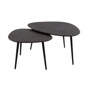 Giga Meubel Salontafel Metallic – Grijs Metaal – Set van 2 – 80x41x59c