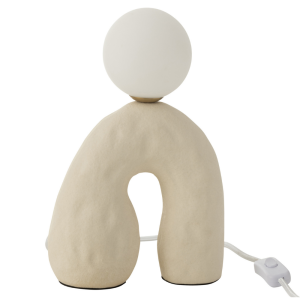 J-Line tafellamp Boog – glas/keramiek – beige