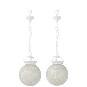 J-Line hanglamp Eki Mozaiek – glas – wit – small – 2 stuks J-Line hanglamp Eki Mozaiek – glas – wit – small – 2 stuks